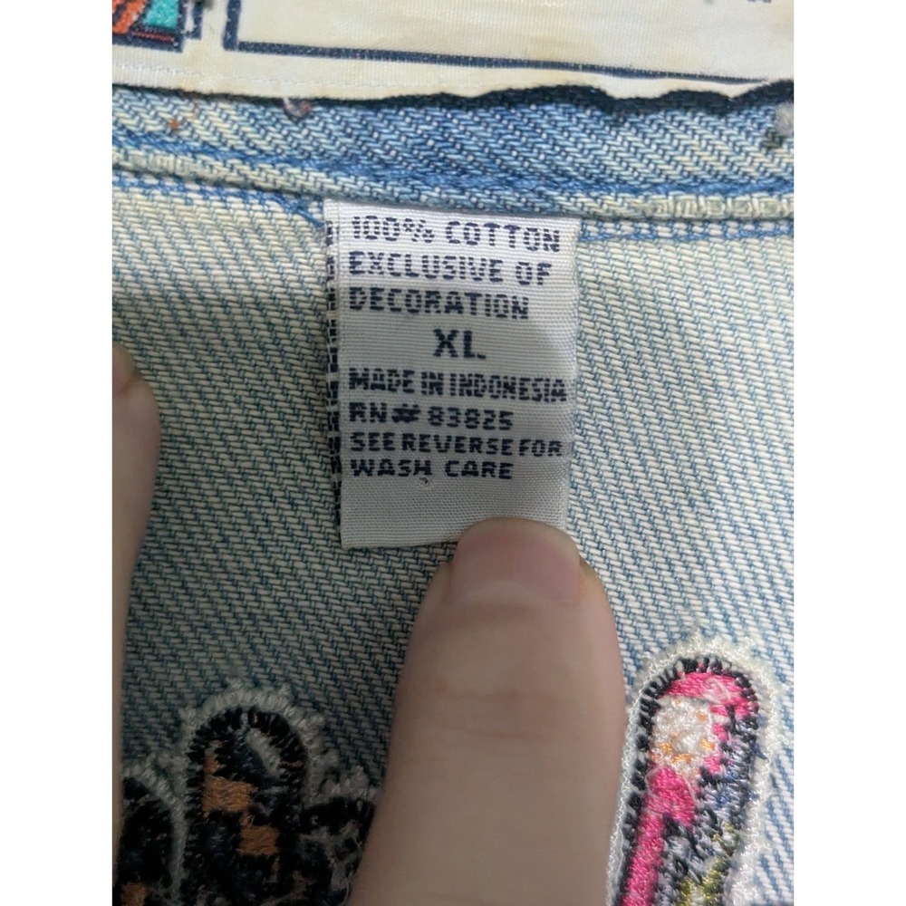 Denim Jacket Women's Passion-1 Zip Up Size XL 100% Cotton Vintage - Picture 8 of 13